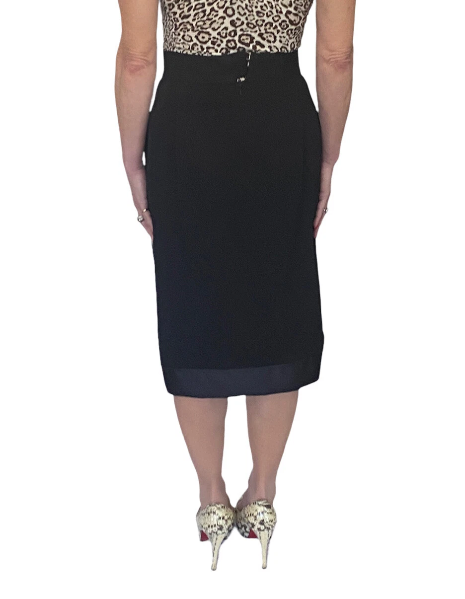 Gonna Valentino Hiver 2008 RUNWAY nera grosgrain midi plissettata taglia 6