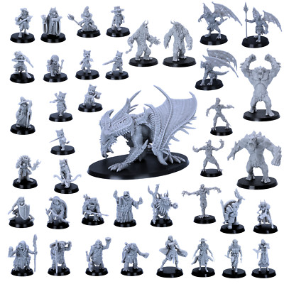DnD Miniatures Starter Set, 40 Fantasy Monster Set für D&D - RPG Modelle Bulk