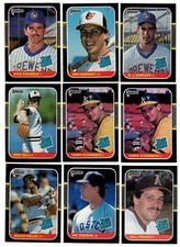 Lot of 9 1987 Donruss Rated Rookies RC Major League Baseball Cards