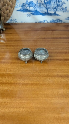 Indian Kutch 800 Silver Open Salt Cellar Paire de Salière en Argent 800 millième - Picture 10 of 10