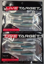 2-LiveTarget ICT Ghost Tail Minnow- Drop Shot, 4.5",  SILVER / BLUE  4 pack