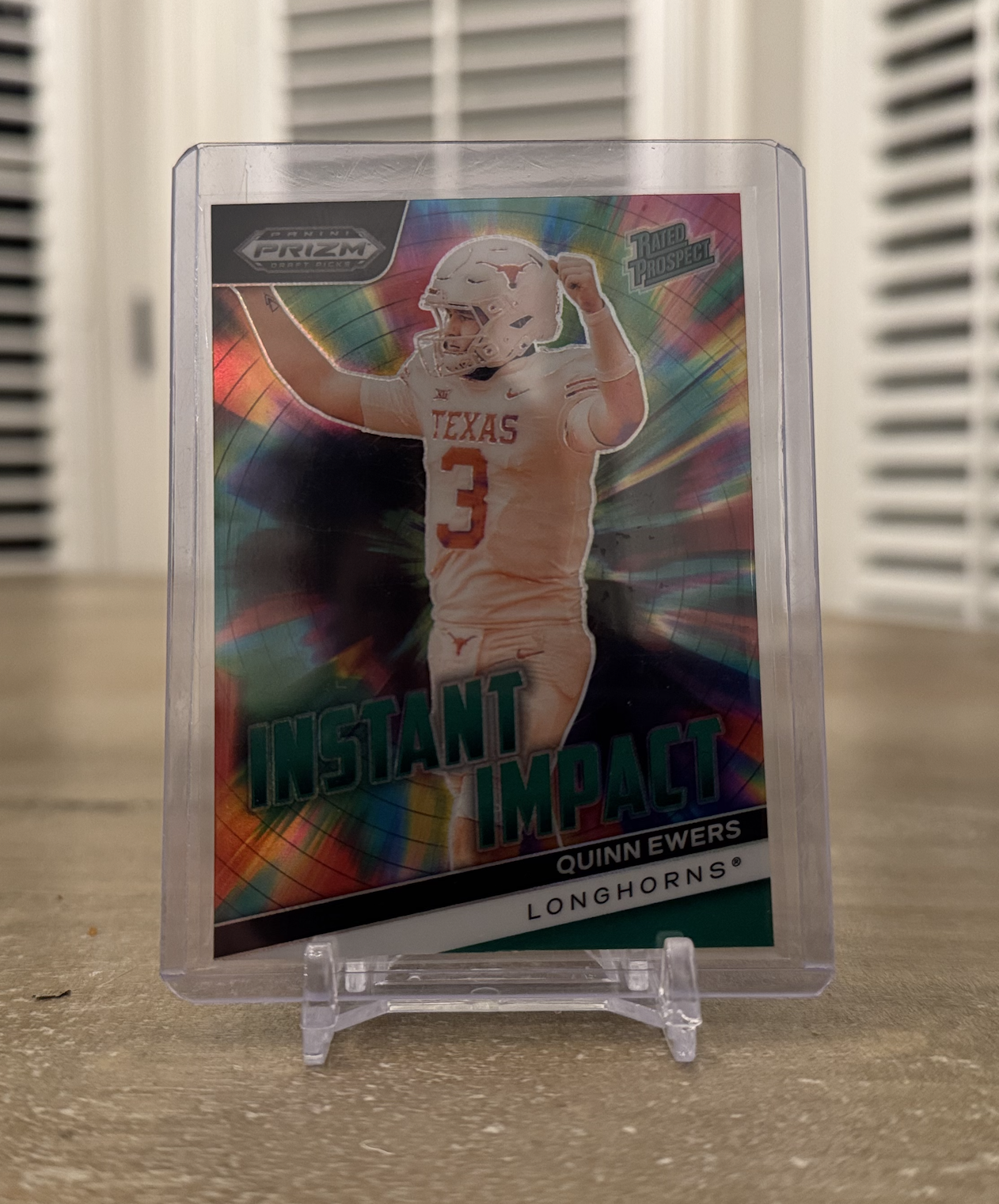 Quinn Ewers 2024 Prizm Draft Picks Panini Instant Impact Green II-QE