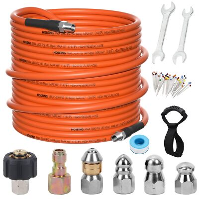 #ad 100ft Sewer Jetter Kit For Pressure Washer 5800 Psi Water Jet Drain Cleaner Hose $86.34