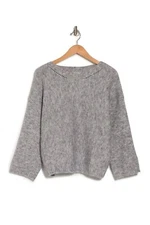 NEW FRNCH Paris Grey Open Stitch Knit Sweater Size S / M D209
