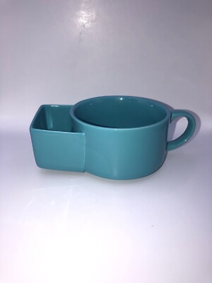Blue Two-Section Tea Mug With Biscuit Cookie Holder Coffee Latte Cup EUC 