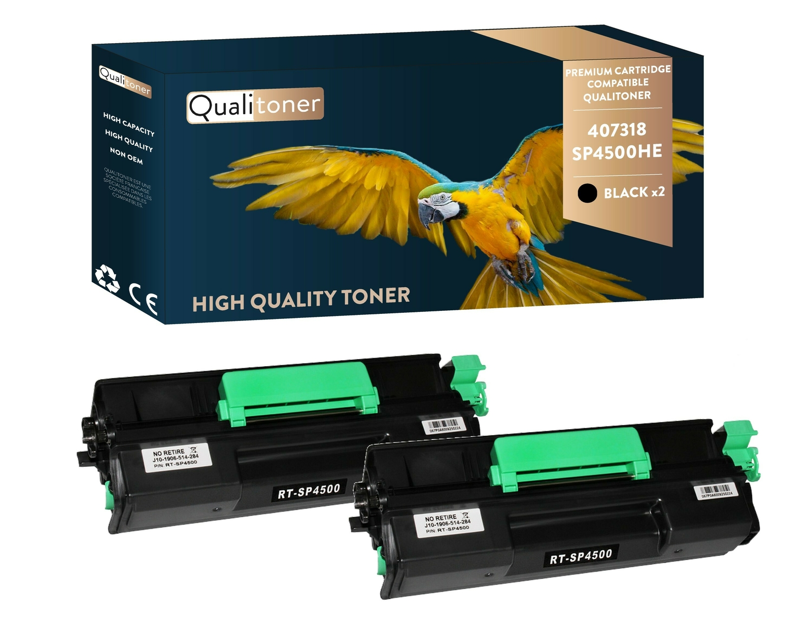 Toner compatible Ricoh Aficio SP4500HE noir 407318 407319 lot de 2