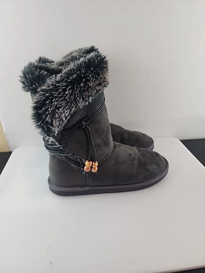 BOTAS CÁLIDAS RENEEZE MUJER TALLA 10 GRIS IMITACIÓN/GAMUZA/PIEL SINTÉTICA FORRADAS MEDIA PANTORRILLA Foto 2 de 4