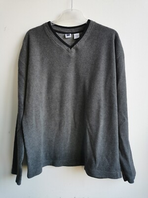Vintage GAP V-Neck Fleecepullover L grau