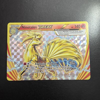 ninetales break pokemon card value  16/108 Break Rare *NM XY Evolutions [1R] Explosive Fireball (10+) Discard all Fire Energy attached to this Pokemon Ninetales BREAK 16/108 NM Ultra