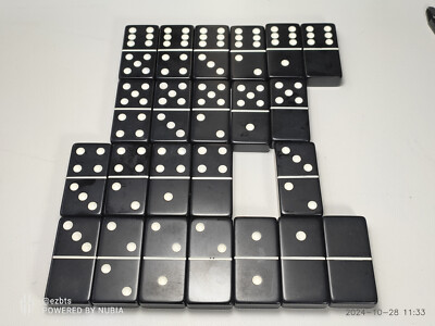 Bakelite Catalin Tournament Size BLACK Dbl Six Dominoes Alex Ltd Replacements