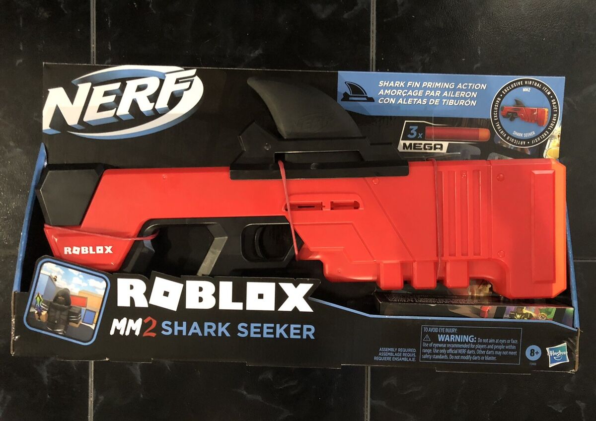 Nerf Roblox MM2: Shark Seeker Dart Blaster, 3 Nerf Mega Darts, 195166124346