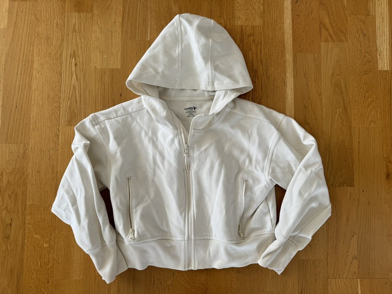 Girls Old Navy Active White Zip Up Cropped Crop Hoodie Medium M Size 8