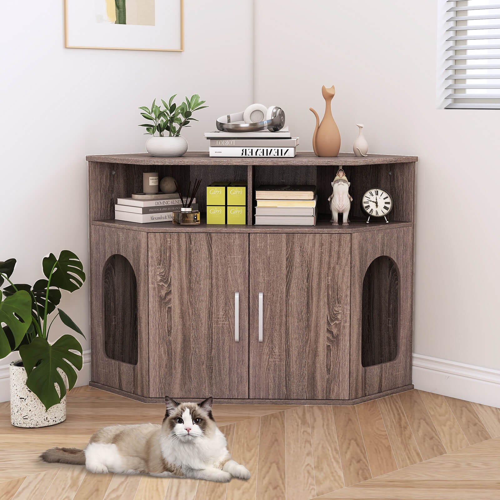 Corner Cat Litter Box Furniture