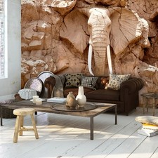 Skulptur Elefant Stein Afrika VLIES FOTOTAPET...
