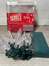 MERRY MOMENTS 10 Icicle Led Lights Battery Operated Open Box Tested 