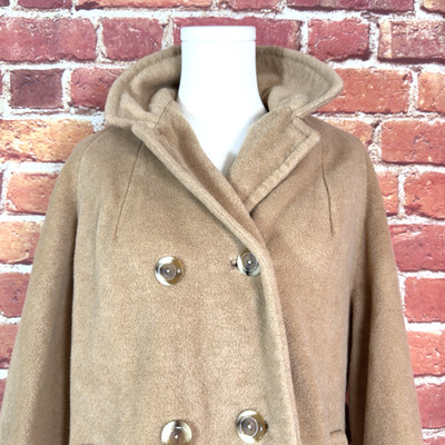 Lou Rose of Santa Barbara Vintage Camel Tan Luxury Faux Fur Trench Coat No Size