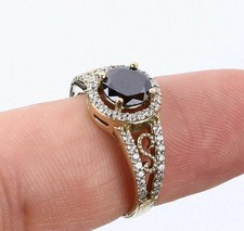 3Ct Round Cut Lab Created Onyx Women's Engagement ring 14k Yellow Gold Finish