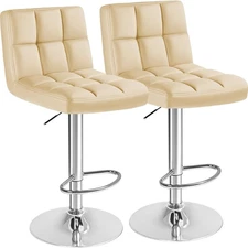 Bar Stools Pu Leather Swivel Adjustable Bar Stool Counter Height Stool Set of 2