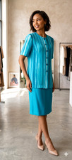 Vintage Leslie Fay Women's 2 Piece Dress Jacket Set - Size 8