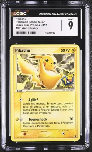 CGC 9 MINT Pikachu 2006 Black Star Promos ITALIAN 012 10th Anniversary Pokemon