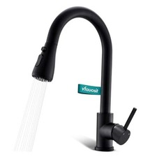 Black Kitchen Faucet with Pull Down 01-Matte Black Modern kitchen faucet