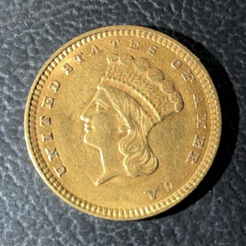 1857 $1 Liberty Head Type 1 Gold Coin 0.900 Business Strike P Reeded KM#62