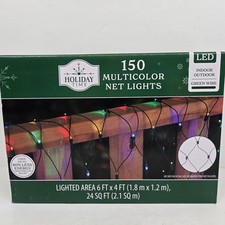 Holiday Time 150 Multicolor Net Lights Green Wire 6 ft x 4 Ft