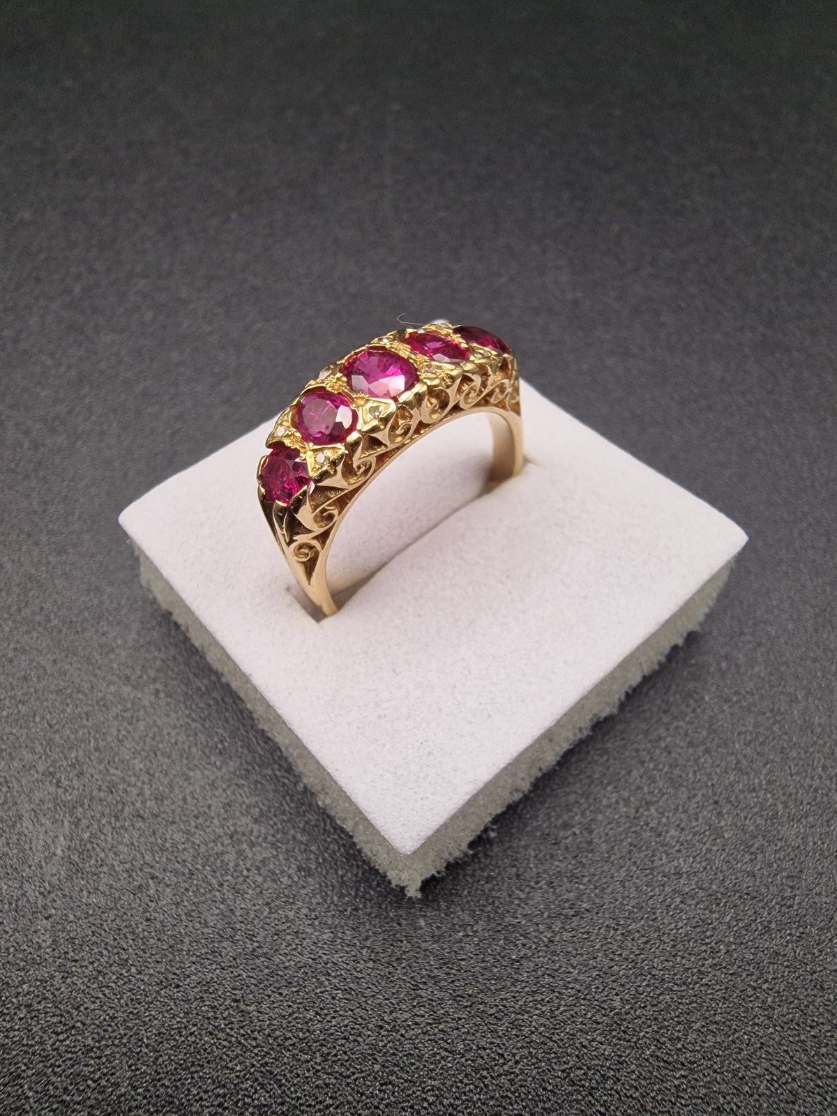 Antique 18ct Gold Ruby Diamond Ring Victorian Cir… - image 13