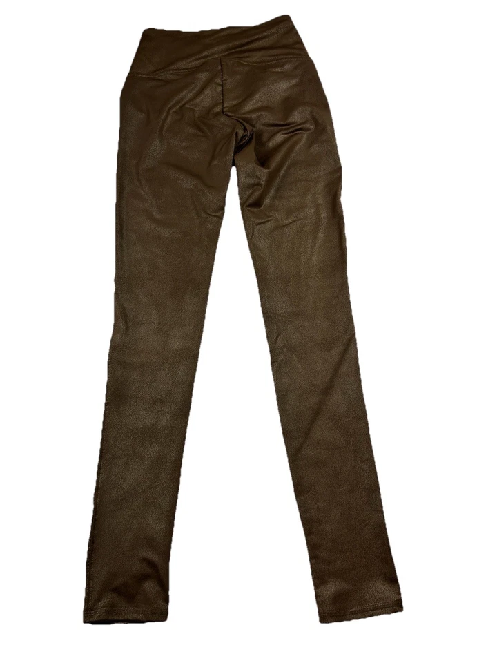 DG2 Leggings Faux Leather Style Women XS Tall Brown Stretch Pull-On Diane Gilman - Image 2 of 4
