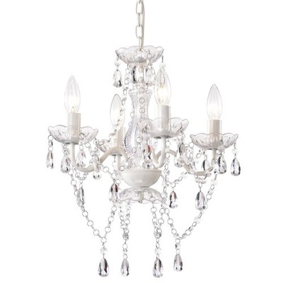 White Chandelier Mini Crystal Chandelier Lighting Hardwired Small Acrylic Cha...