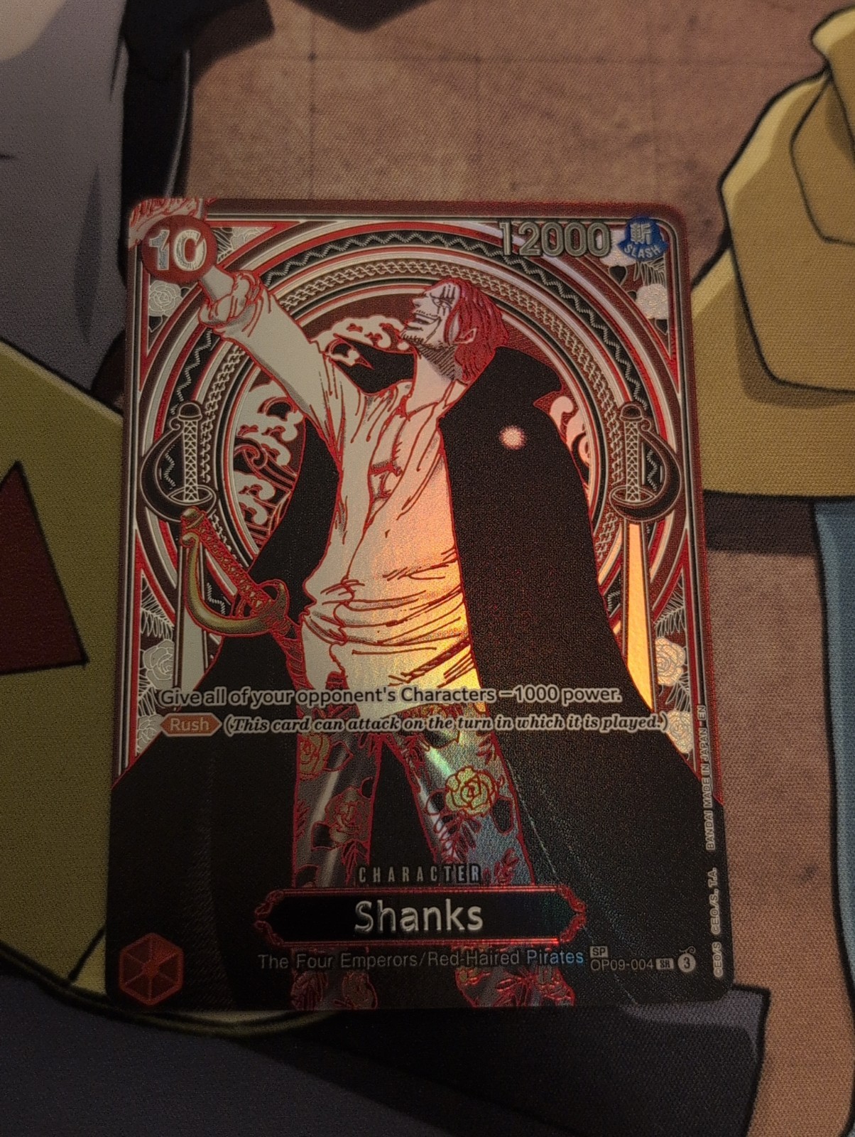 One Piece TCG Shanks OP13 OP09-004 Silver SP 3rd Anniv. Carrying On His Will