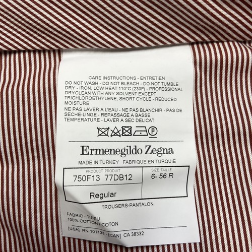 New Ermenegildo Zegna Relaxed Fit Dress Pants Men's Size 56 Red Chinos Pleated - Picture 7 of 8