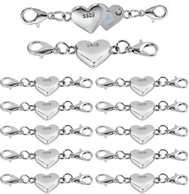 12 Stück Herz Magnetverschluss Kette 925 Sterling Silber Armband Verschluss 