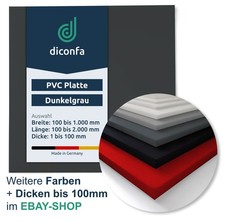 PVC Platte grau dunkel 1mm 1,5mm 2mm STARK bis 2m LANG Kunststoff Zuschnitt