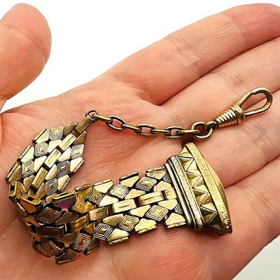 viktorianische Chatelaine Gürtelkette M. Charnier Tombak Frankreich 1850 Watch