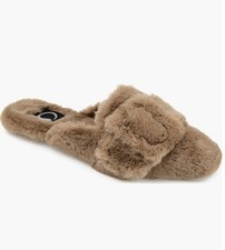 JOURNEE Collection Eara Brown Faux Fur Slippers Slides Sz 7 NEW Fall Cozy Soft