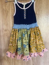 EUC Matilda Jane girls size 4 waves of grain dress camp MJC joanna gaines