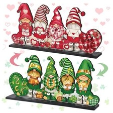 Valentine's Day and St. Patrick's Day Reversible Gnome Wood Signs Stylish