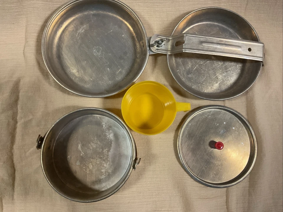 Vintage Aluminum Nesting MESS KIT Camping Cook Set - Image 2 of 4