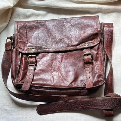 What Daisy Did brown recycled leather messenger bag Artist Author Professor Bag