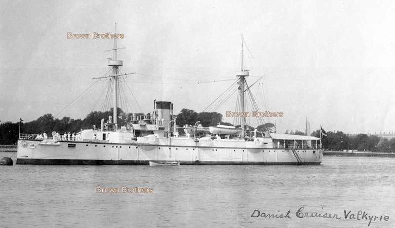 1910s Protected Cruiser of Royal Danish Navy Valkyrie Glass Photo Negative