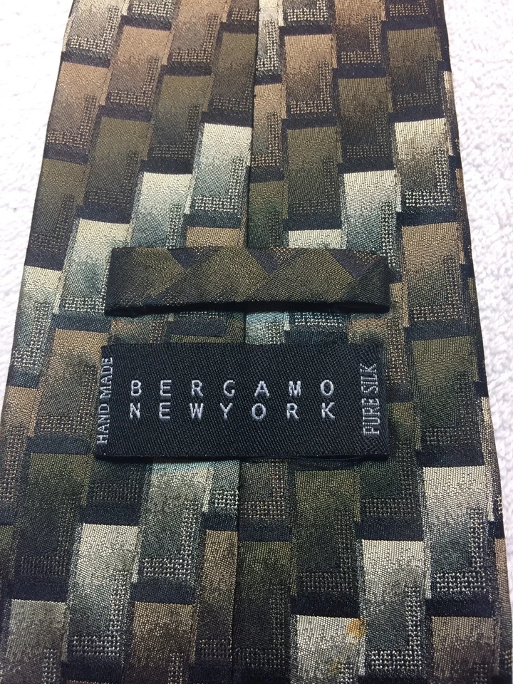 BERGAMO NEW YORK MENS TIE 4 X 60 DARK GREEN, BLACK, GRAY - Image 4 of 4