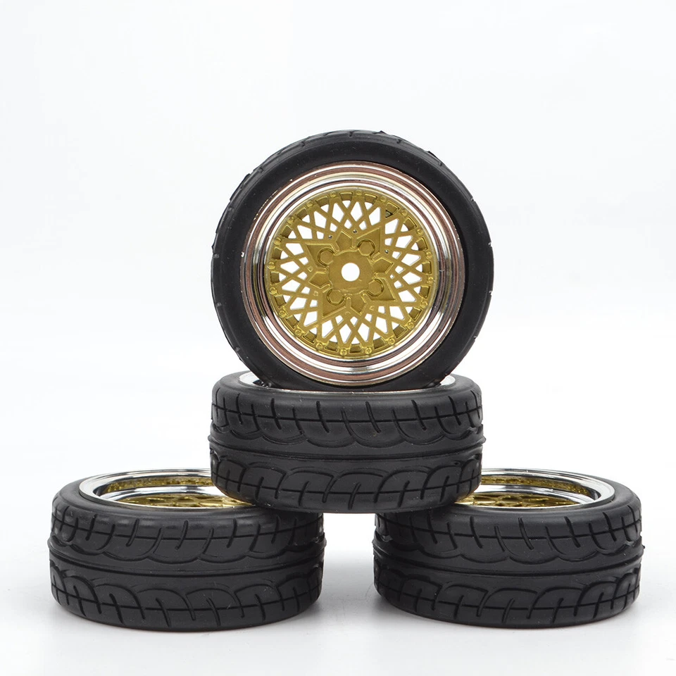 Rubber Tires w/ Wheel Rims 12mm Hub for Tamiya HPI HSP 1/10 RC on-road Drift Car - Image 4 of 4