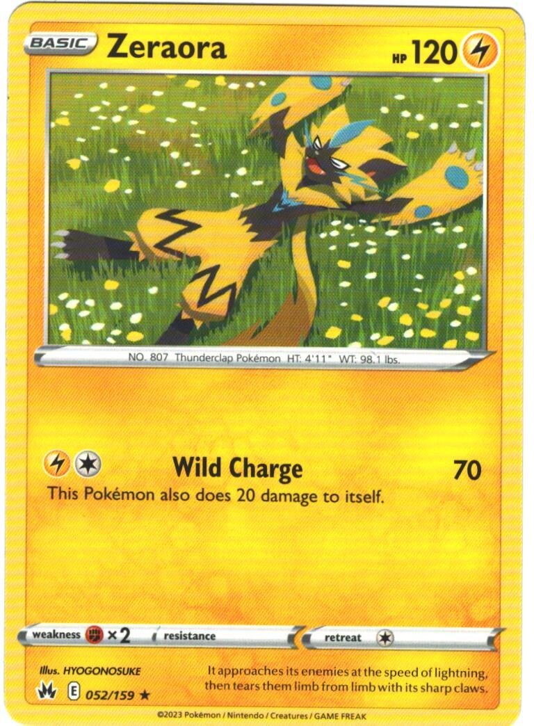 Zeraora 52/159 Crown Zenith Regular Rare Pokémon TCG