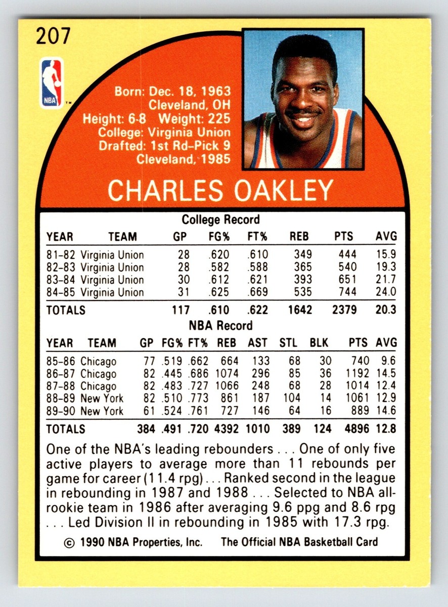 1990-91 NBA Hoops #207 Charles Oakley Basketball Card New York