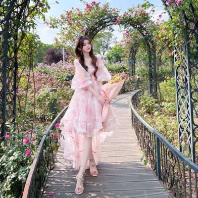 pink fairy dress women's Rose Princess Dress