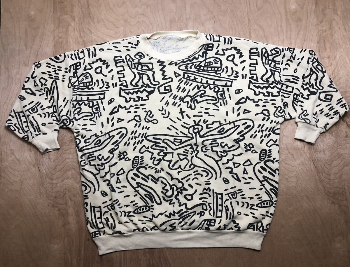 Vintage Keith Haring Sweatshirt 80s All Over Print Shirt Art Vintage Keith Haring Sweatshirt 80s All Over Print Shirt Art