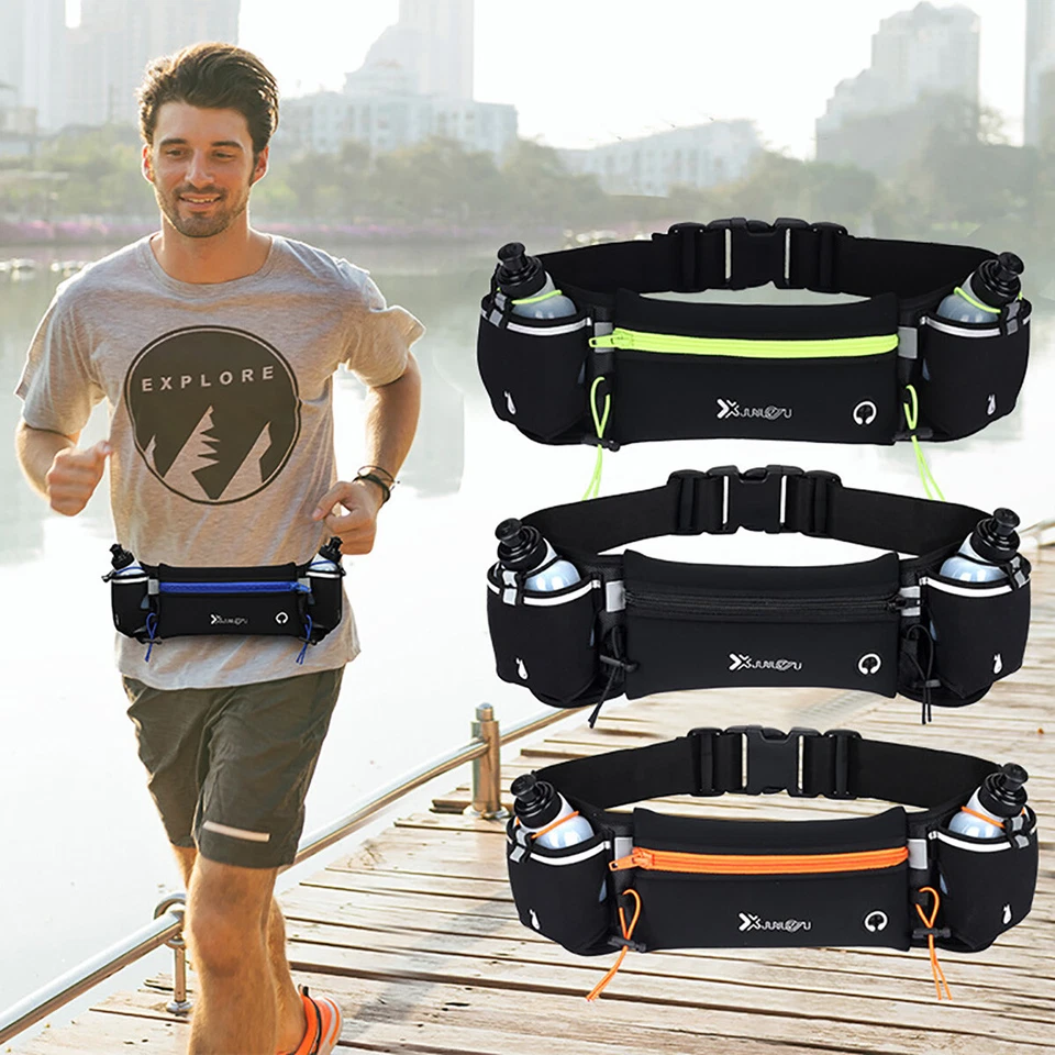 Running Cycling Belt Waist Pack Bag With Water Bottle Sports Fitness Phone Pouch - Image 2 of 4