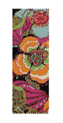 Flowers 8  Peyote Cuff Beaded Bracelet Pattern by Karen Zumbrun