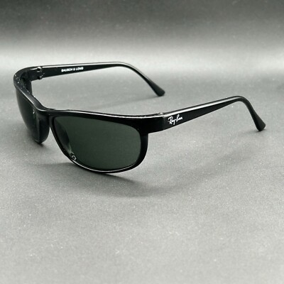 VTG Bausch & Lomb Ray-Ban W1847 NYAS Sunglasses Black w/ Green Lenses PS2 Used